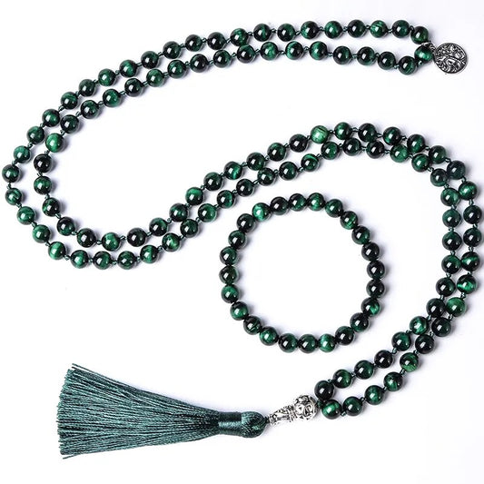 Natural Green Tiger Eye Beaded Set