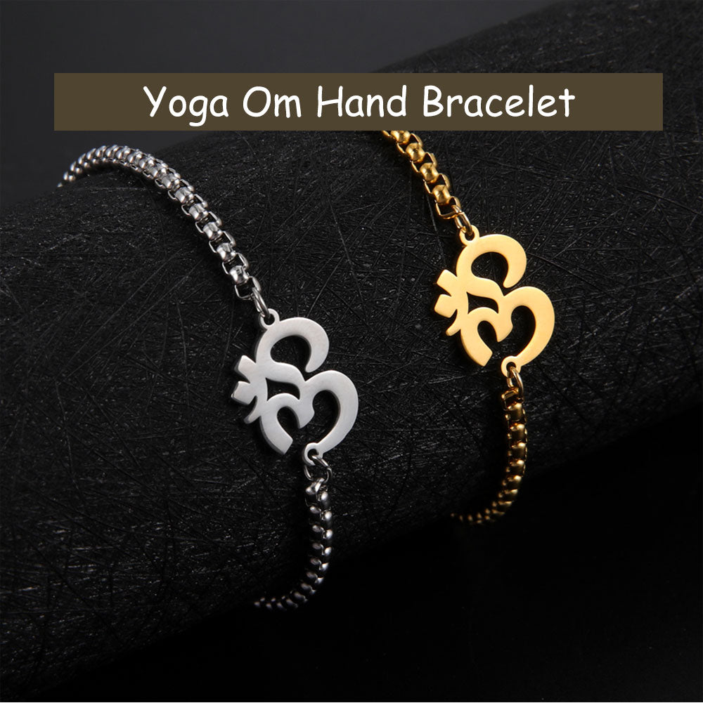 Stainless Steel Om Hand Bracelet