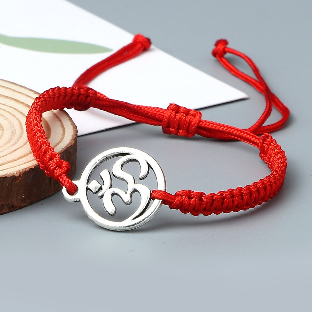 Handmade Braided Rope String Adjustable Bracelets With Charm OM Symbol