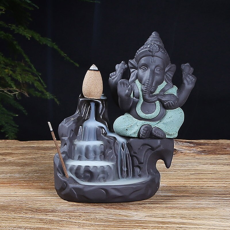 Purple Clay God Ganesh Backflow Incense Burner