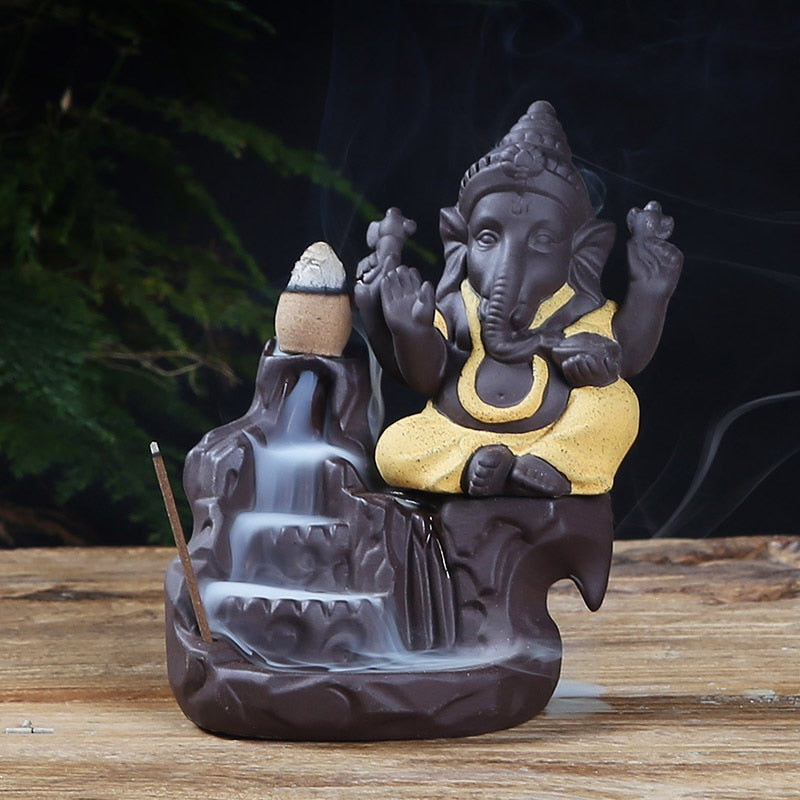 Purple Clay God Ganesh Backflow Incense Burner