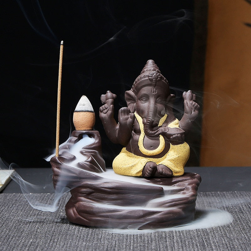 Purple Clay God Ganesh Backflow Incense Burner