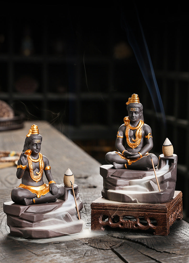 God Shiva Handmade Purple Clay Incense Stick Holder