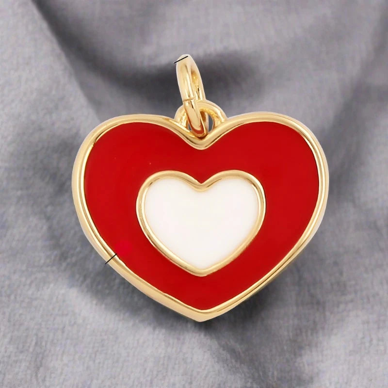 Victorian Red Heart Charm Pendant