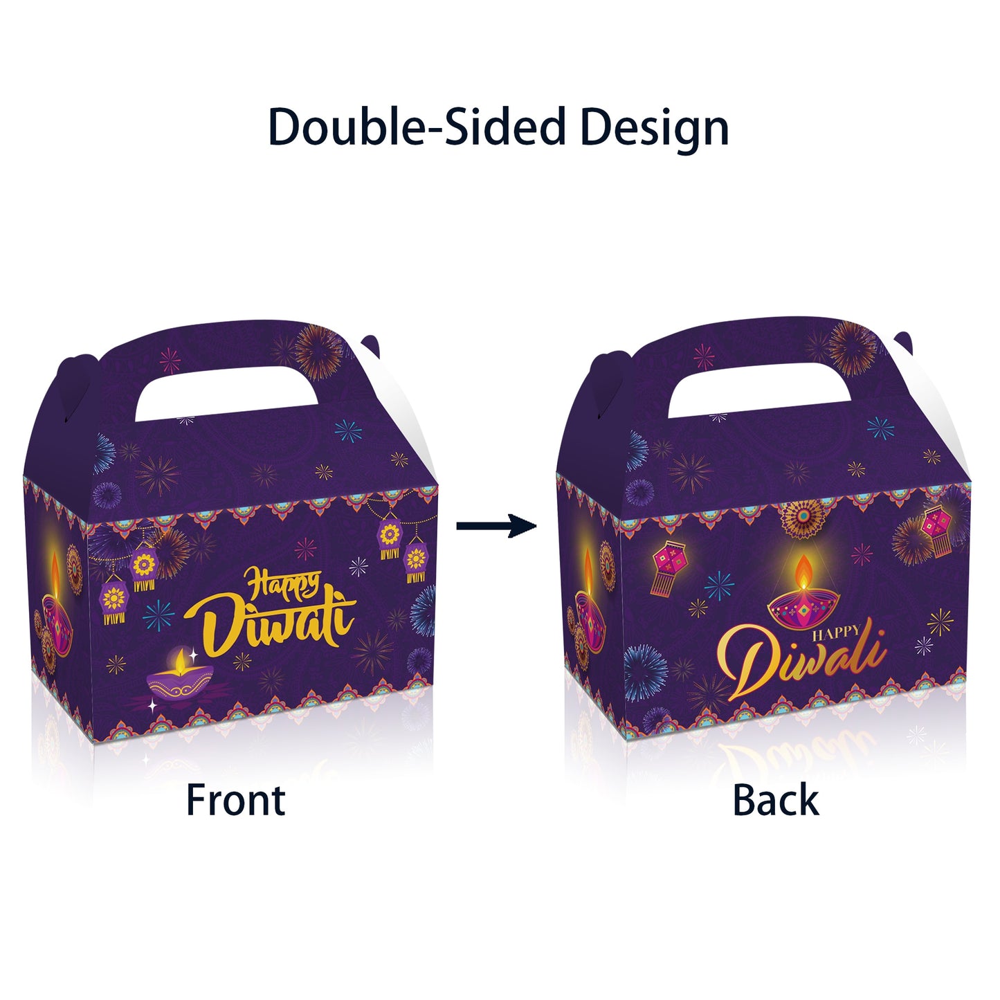 Diwali Festival Theme Paper Gifts Boxes 4 Pcs