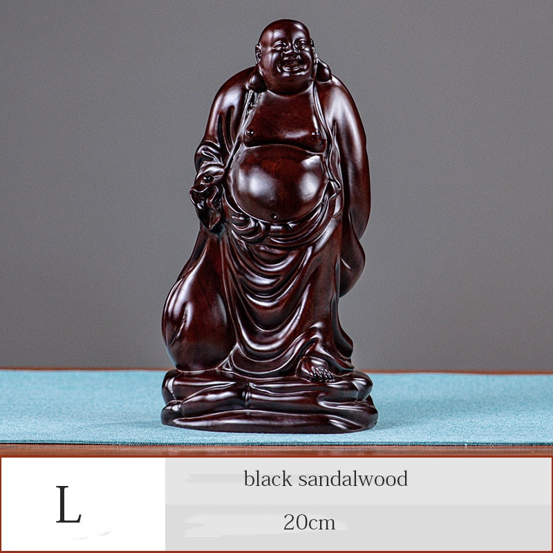 Solid wood carving God Laughing Buddha