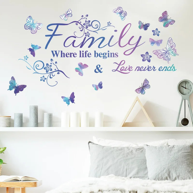 Family Quotes Wall Sticker- Colour Purple