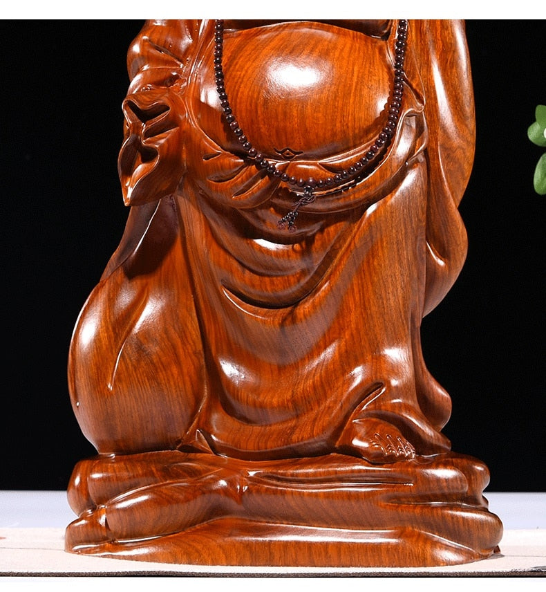 Solid wood carving God Laughing Buddha