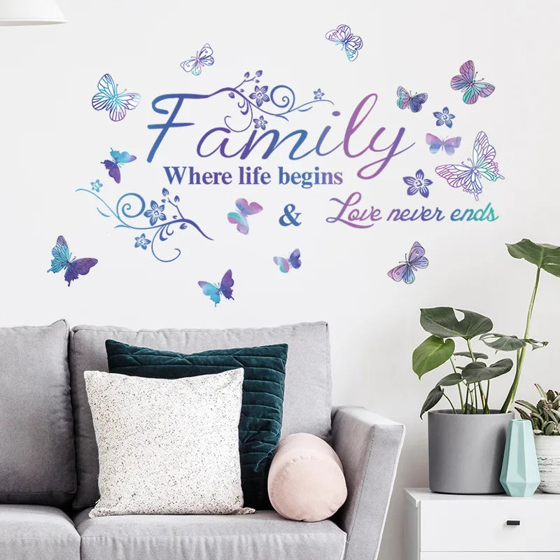 Family Quotes Wall Sticker- Colour Purple