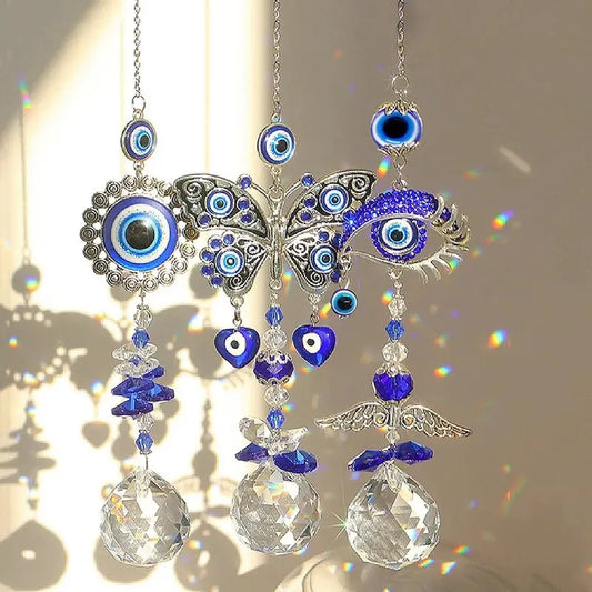 Butterfly Evil Eye Crystal Hanger