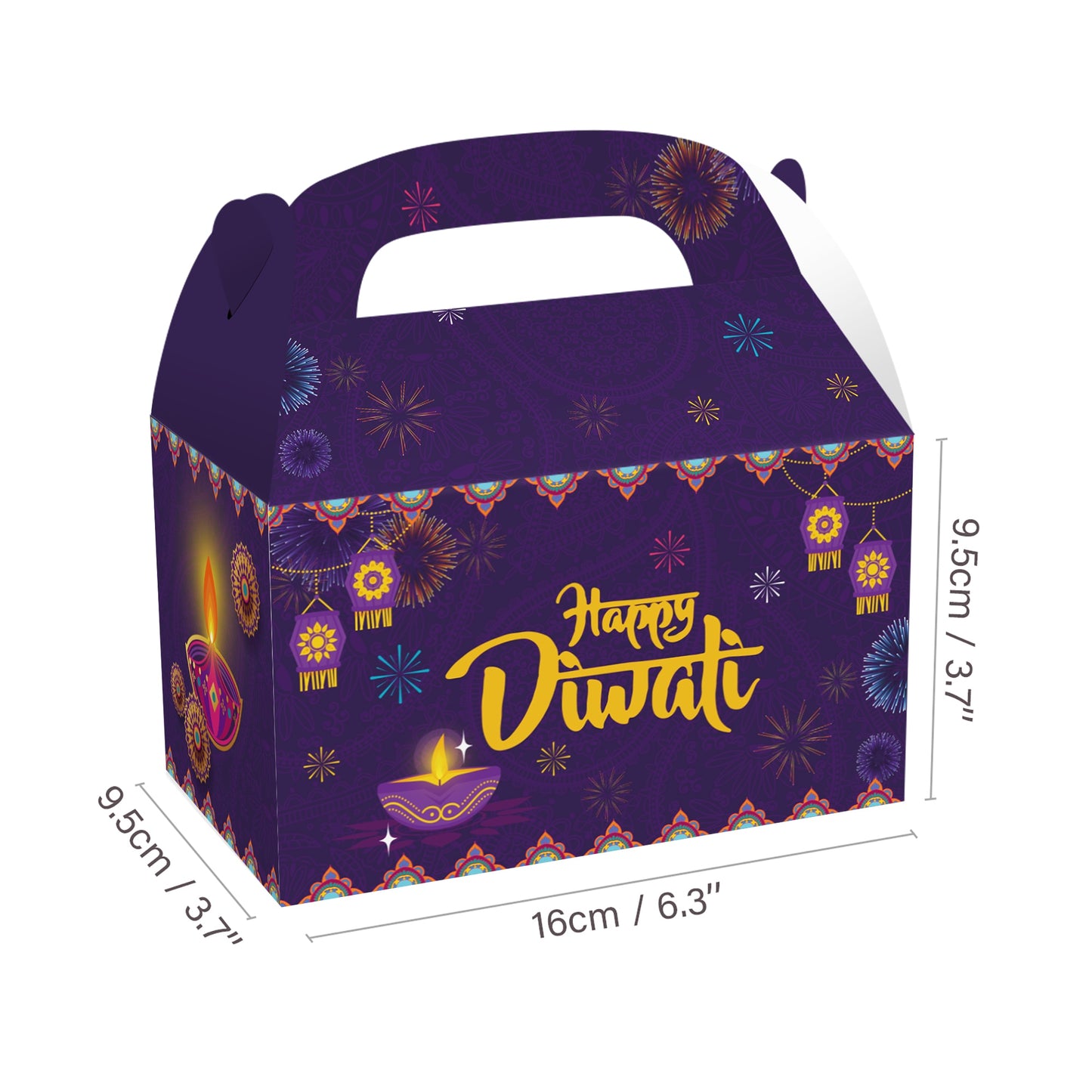 Diwali Festival Theme Paper Gifts Boxes 4 Pcs