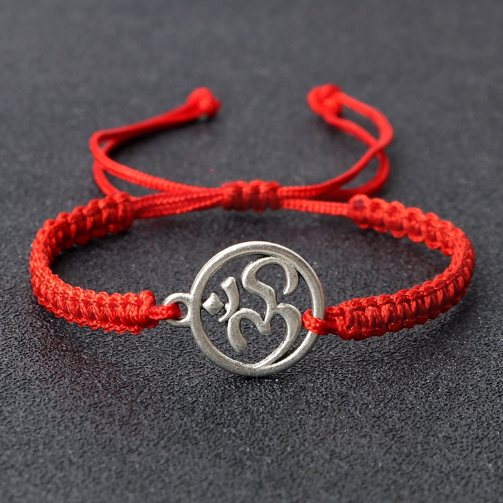 Handmade Braided Rope String Adjustable Bracelets With Charm OM Symbol