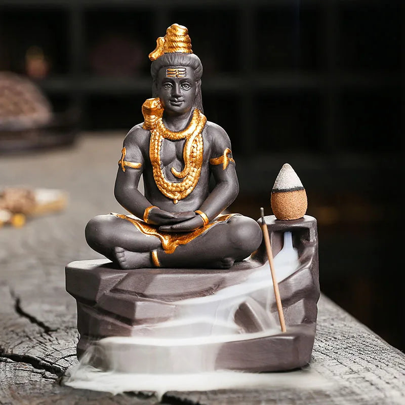 God Shiva Handmade Purple Clay Incense Stick Holder