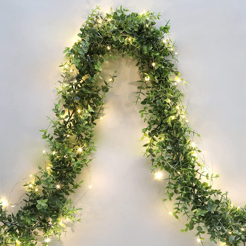 Wall Hanging Artificial Plant With Glowing LEDs