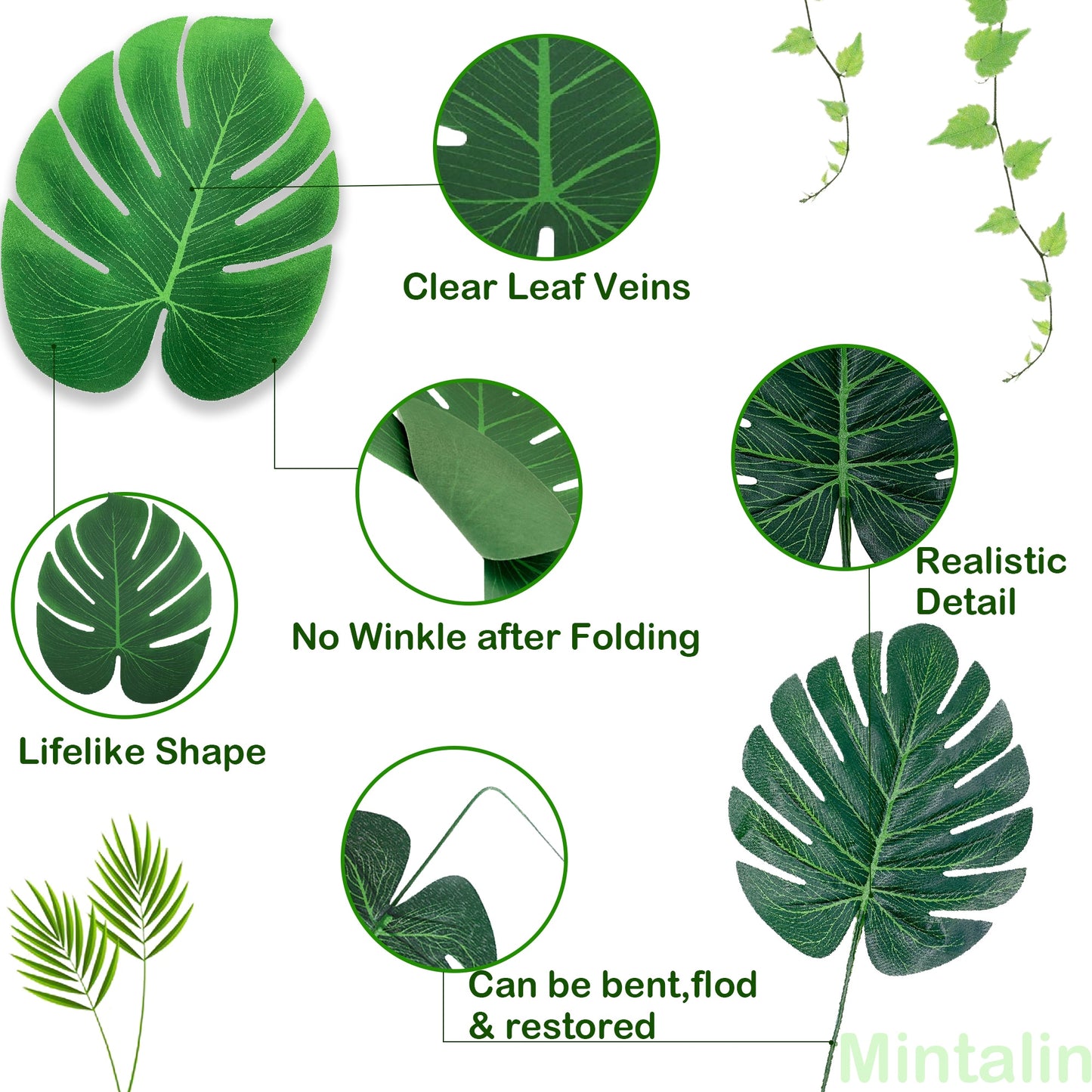 Artificial Green Leaves for Decor