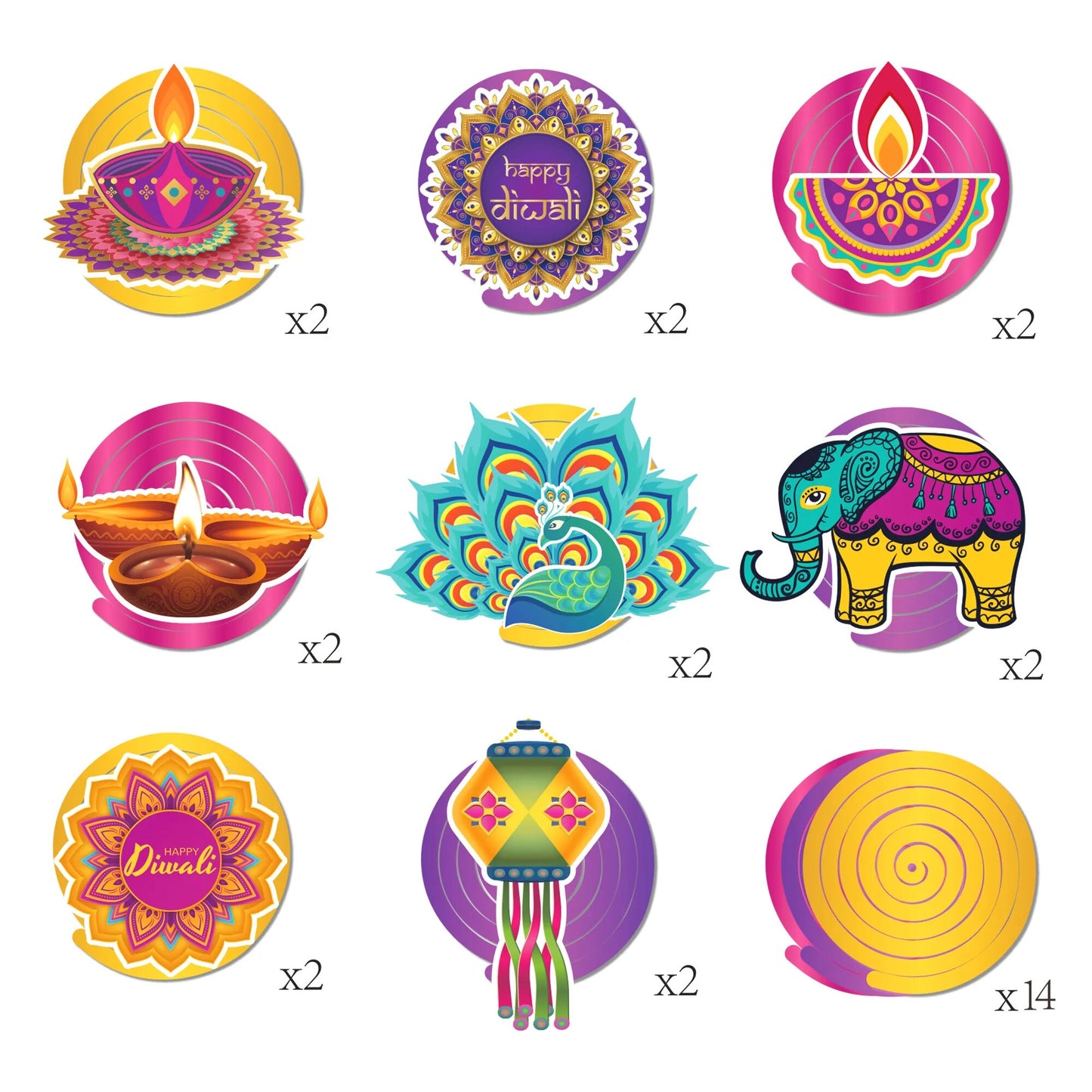 Diwali Festival Hanging Swirls Paper Boards