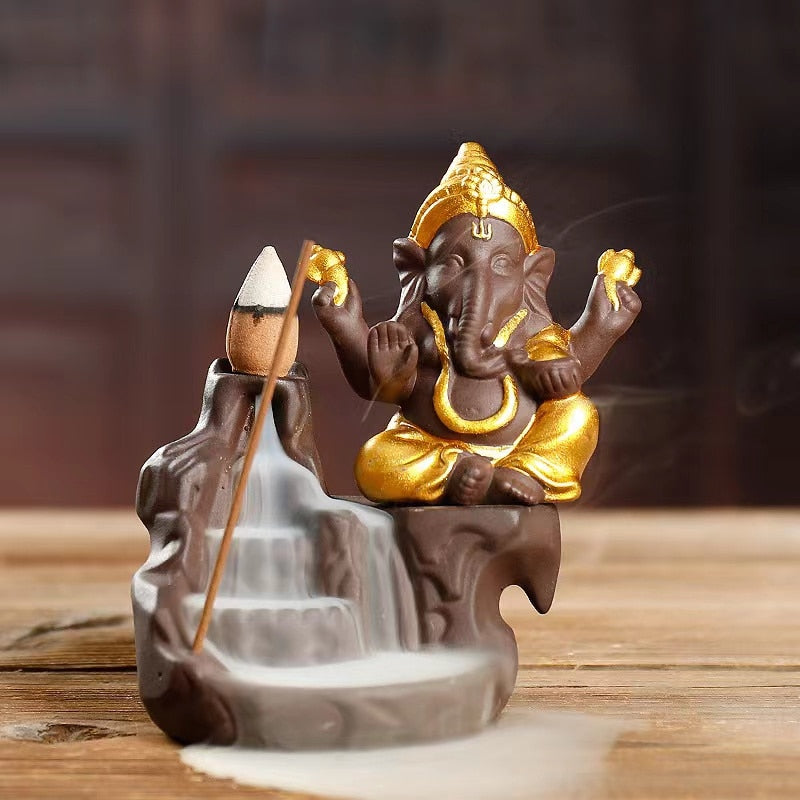 Purple Clay God Ganesh Backflow Incense Burner