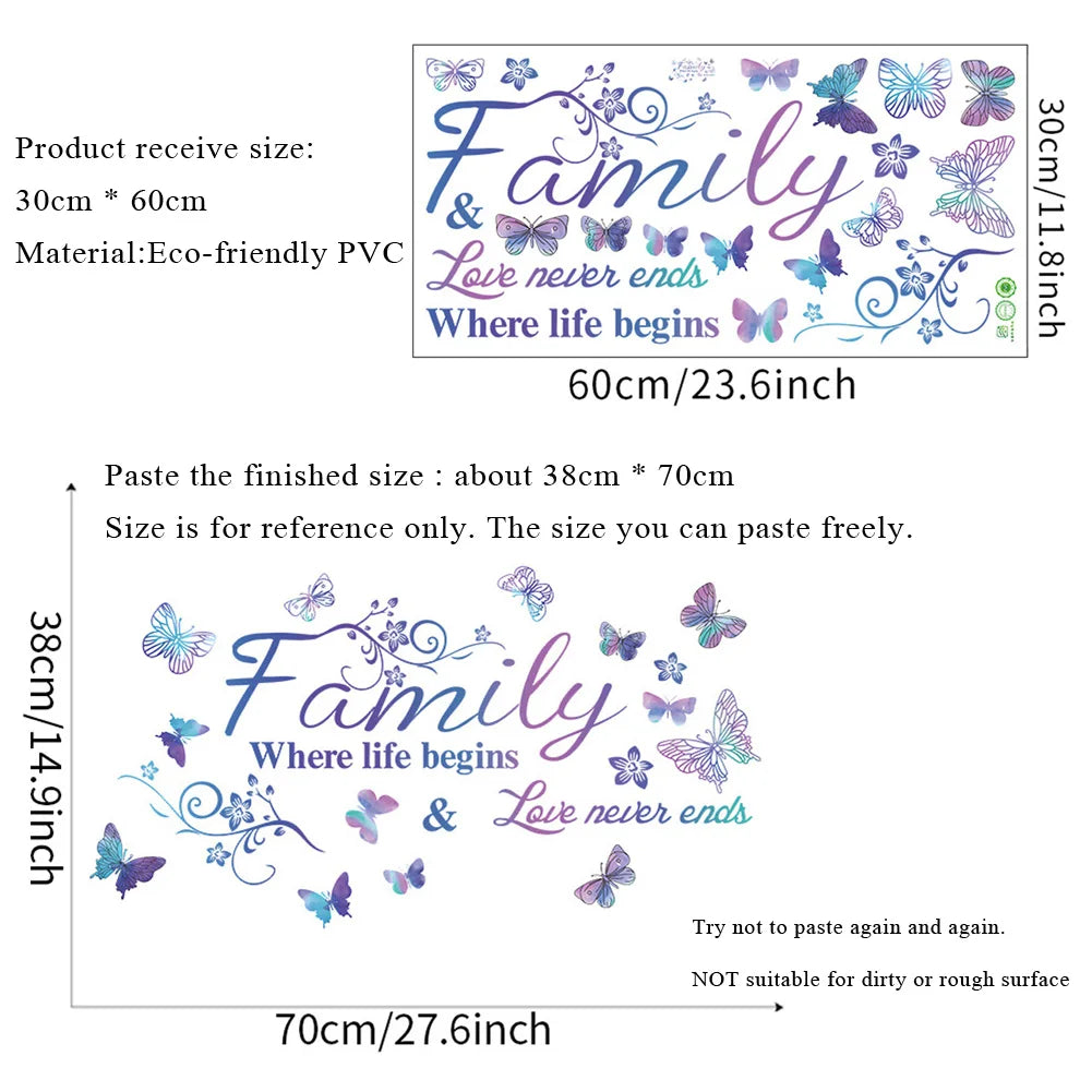 Family Quotes Wall Sticker- Colour Purple