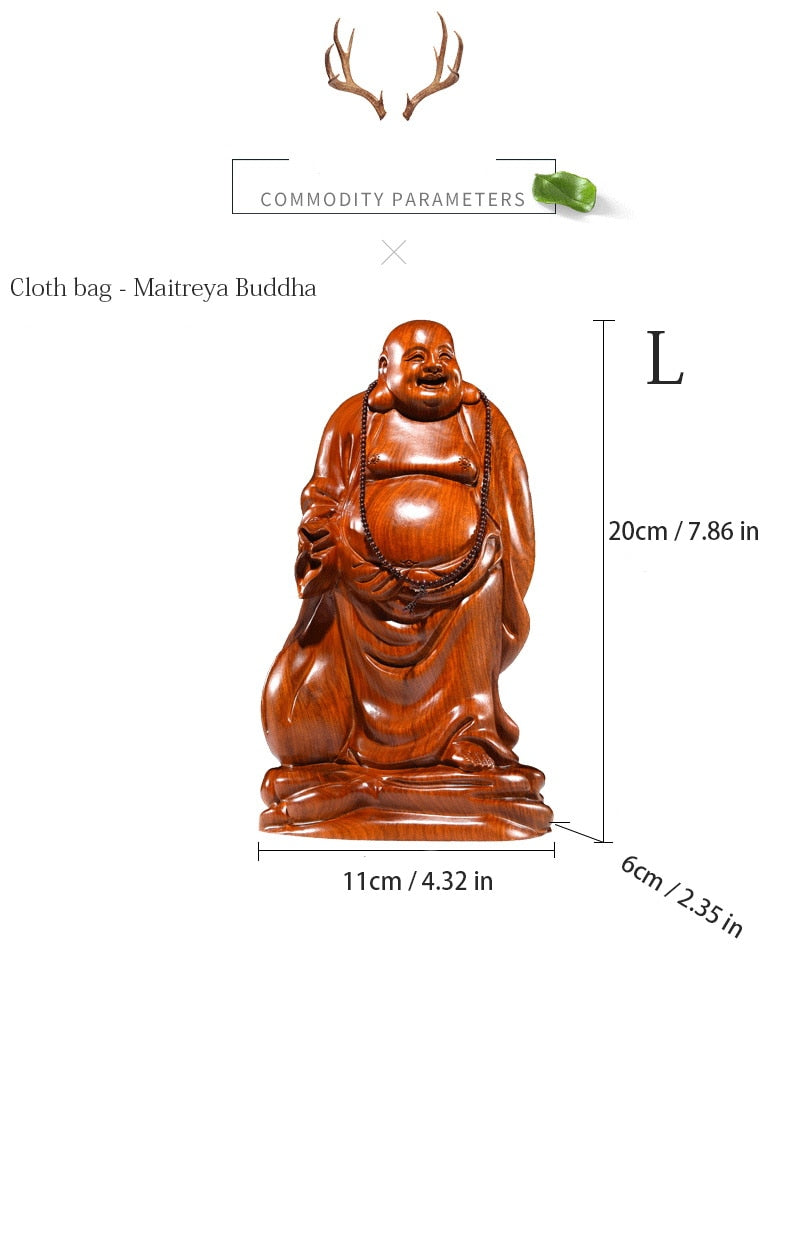 Solid wood carving God Laughing Buddha