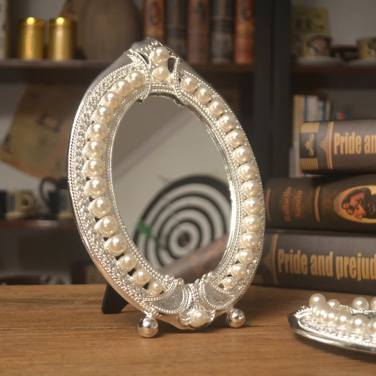 Pearl-Adorned Western Dressing Mirror