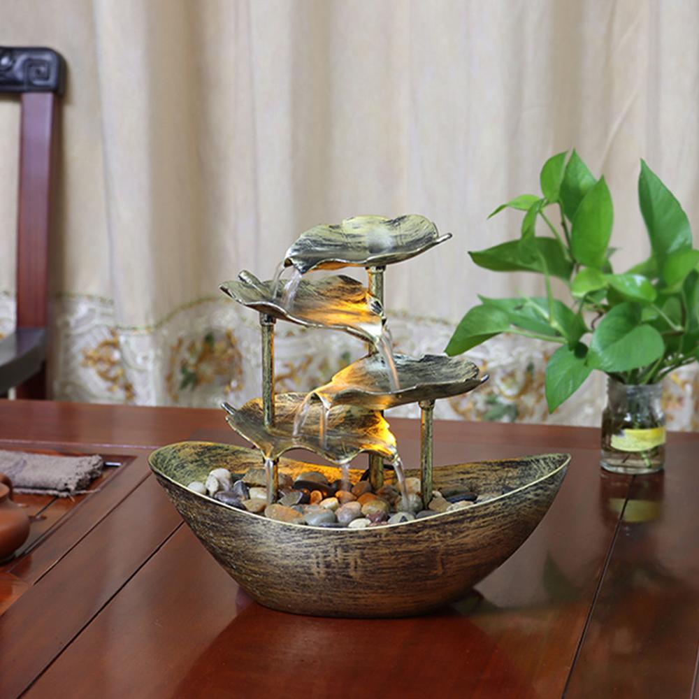 Lotus Leaf Waterfall Fountain USB Desk Fountain Automatic Pump