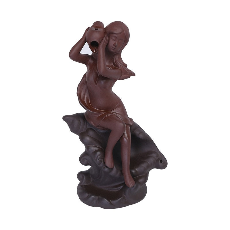 Mermaid Girl Backflow Incense Burner Stick Holder