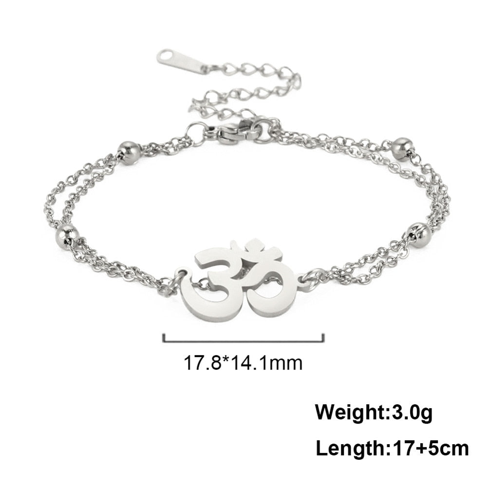 Stainless Steel Om Hand Bracelet