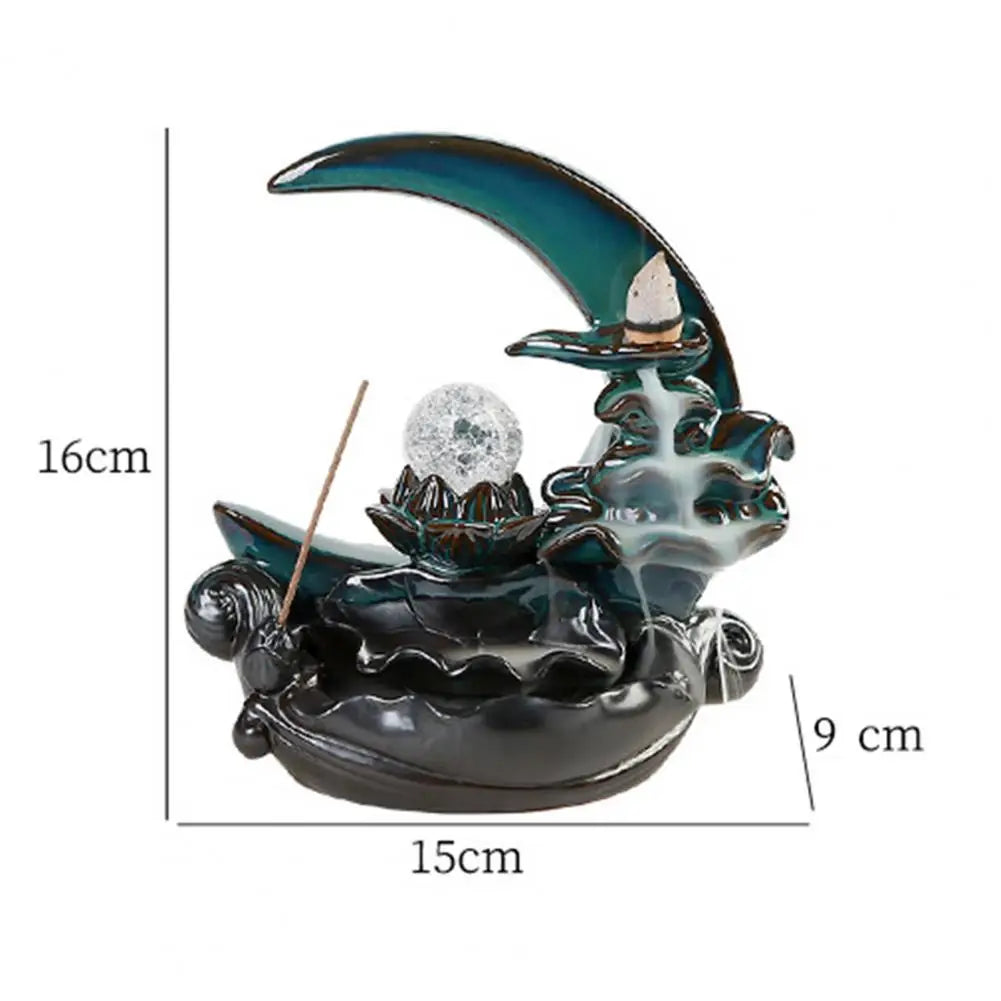 Moonlit Waterfall Ceramic Incense Burner