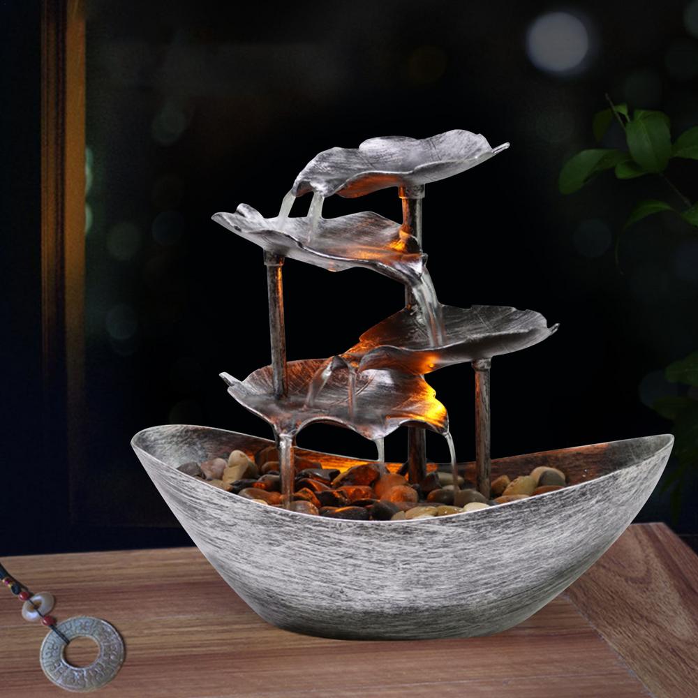 Lotus Leaf Waterfall Fountain USB Desk Fountain Automatic Pump