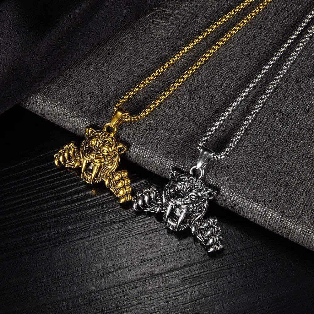 Savage Tiger Pendant Link Chain