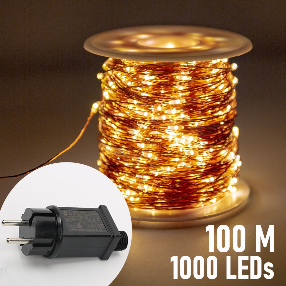 LEDs Copper Wire Fairy String Lights Waterproof Plug-In Adapter for Outdoor /Indoor Decoration