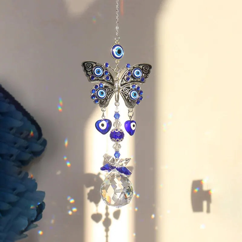 Butterfly Evil Eye Crystal Hanger