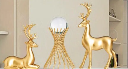 Stunning Golden Deer Decorative Statue