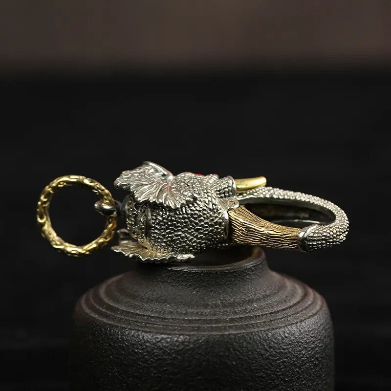 Unique White Copper Elephant Keyring