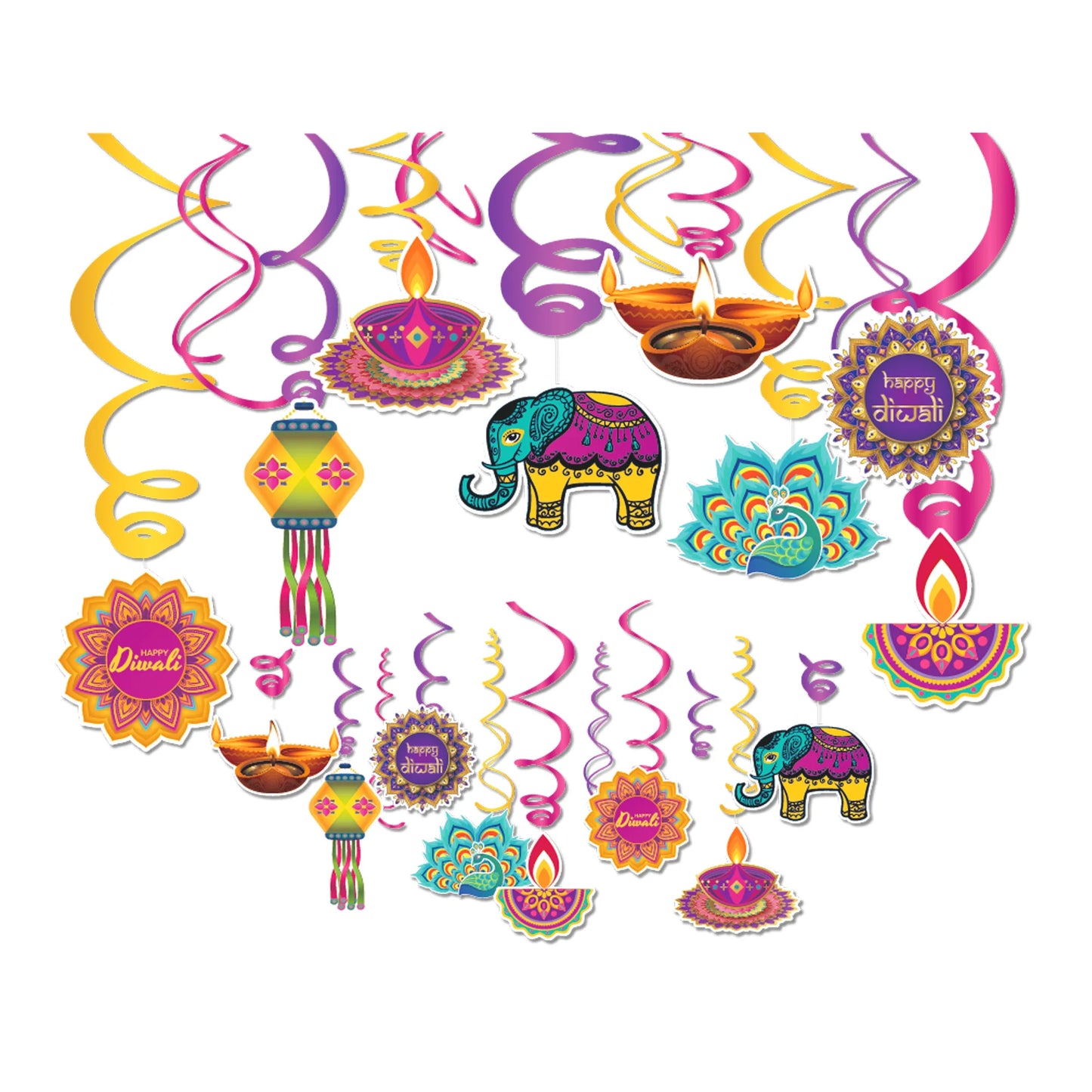 Diwali Festival Hanging Swirls Paper Boards