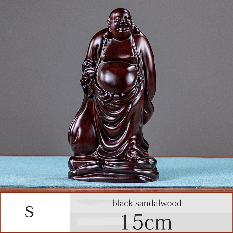 Solid wood carving God Laughing Buddha