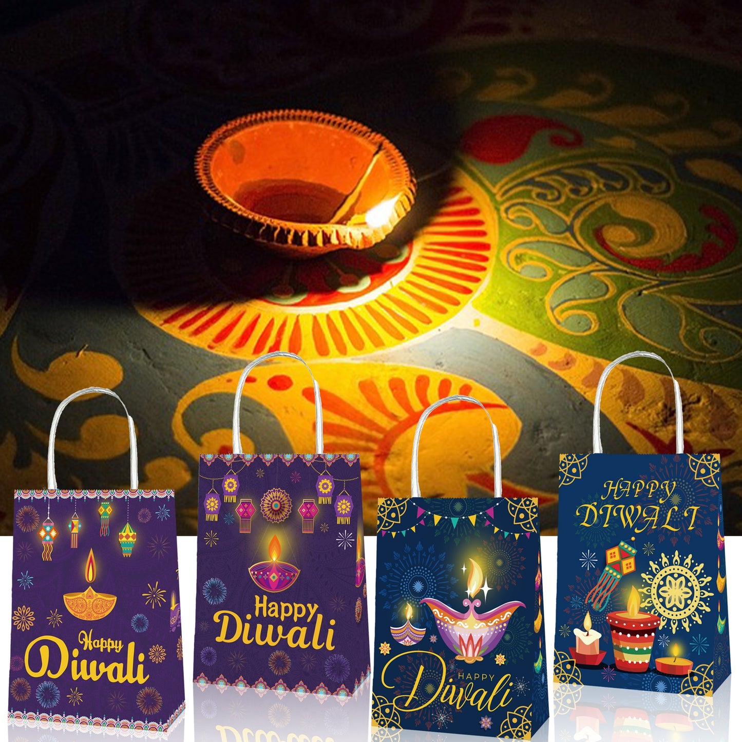 Diwali Festival Theme Bags-12Pcs