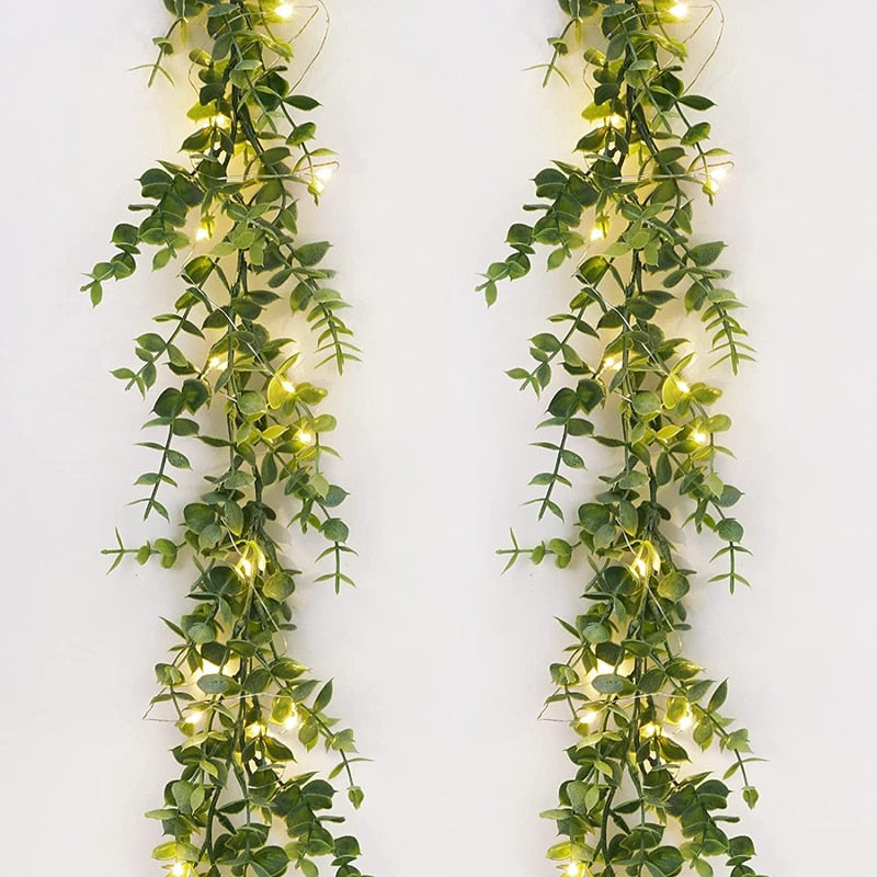 Wall Hanging Artificial Plant With Glowing LEDs