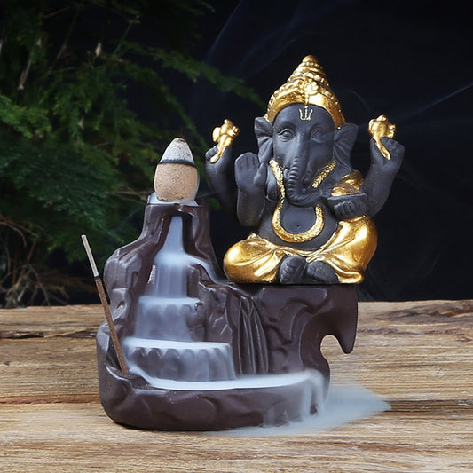 Purple Clay God Ganesh Backflow Incense Burner