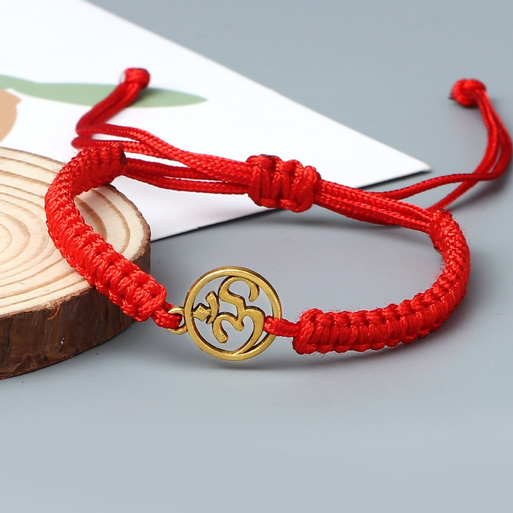 Handmade Braided Rope String Adjustable Bracelets With Charm OM Symbol