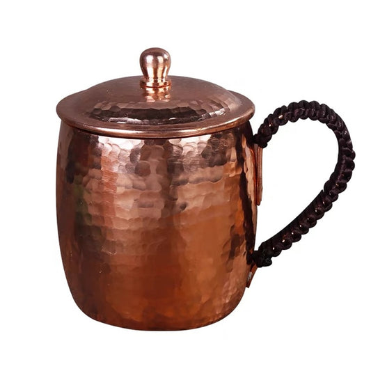 Pure Copper Wellness Jug: Lid and Weave Handle