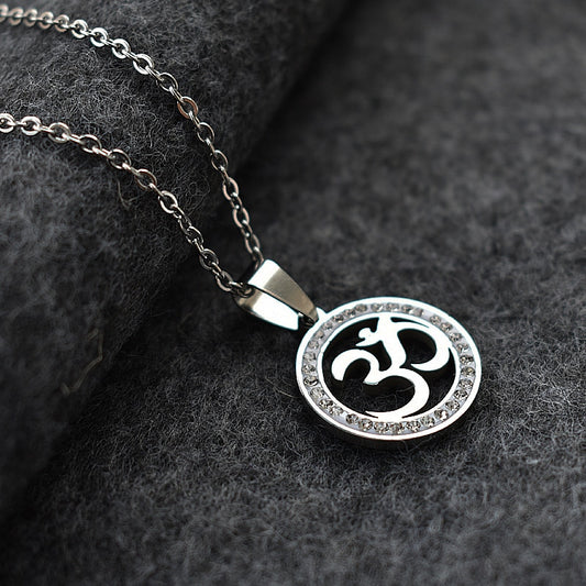 OM Pendant Necklace Silver Color