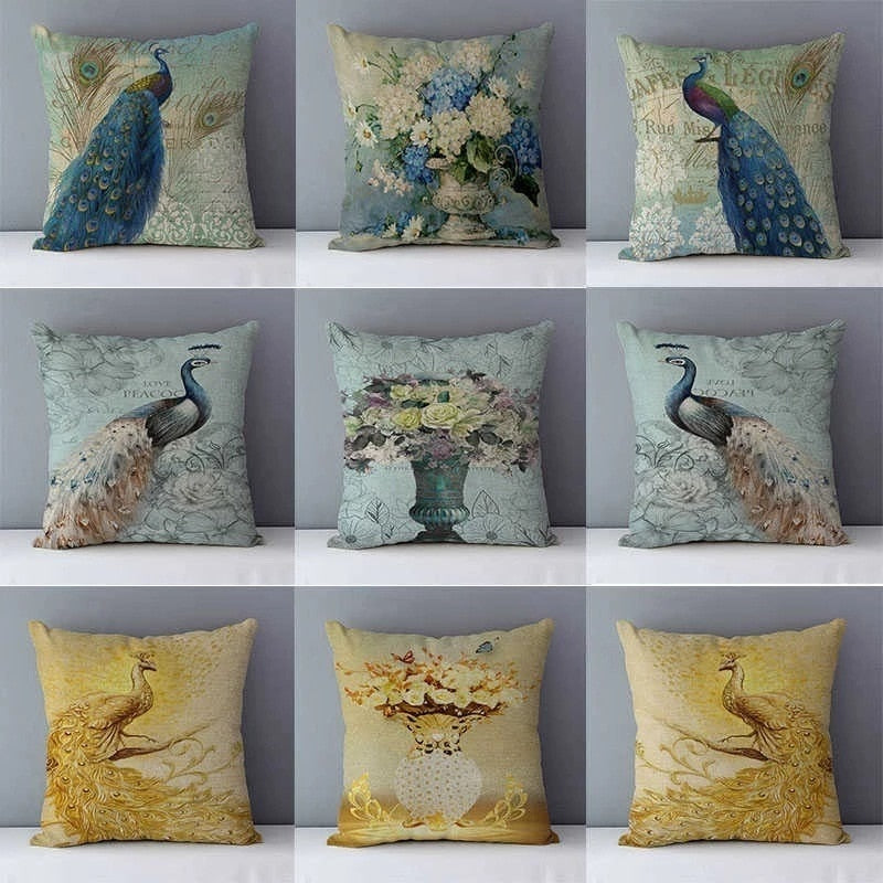 Graceful Peacock Feather Pillow Covers