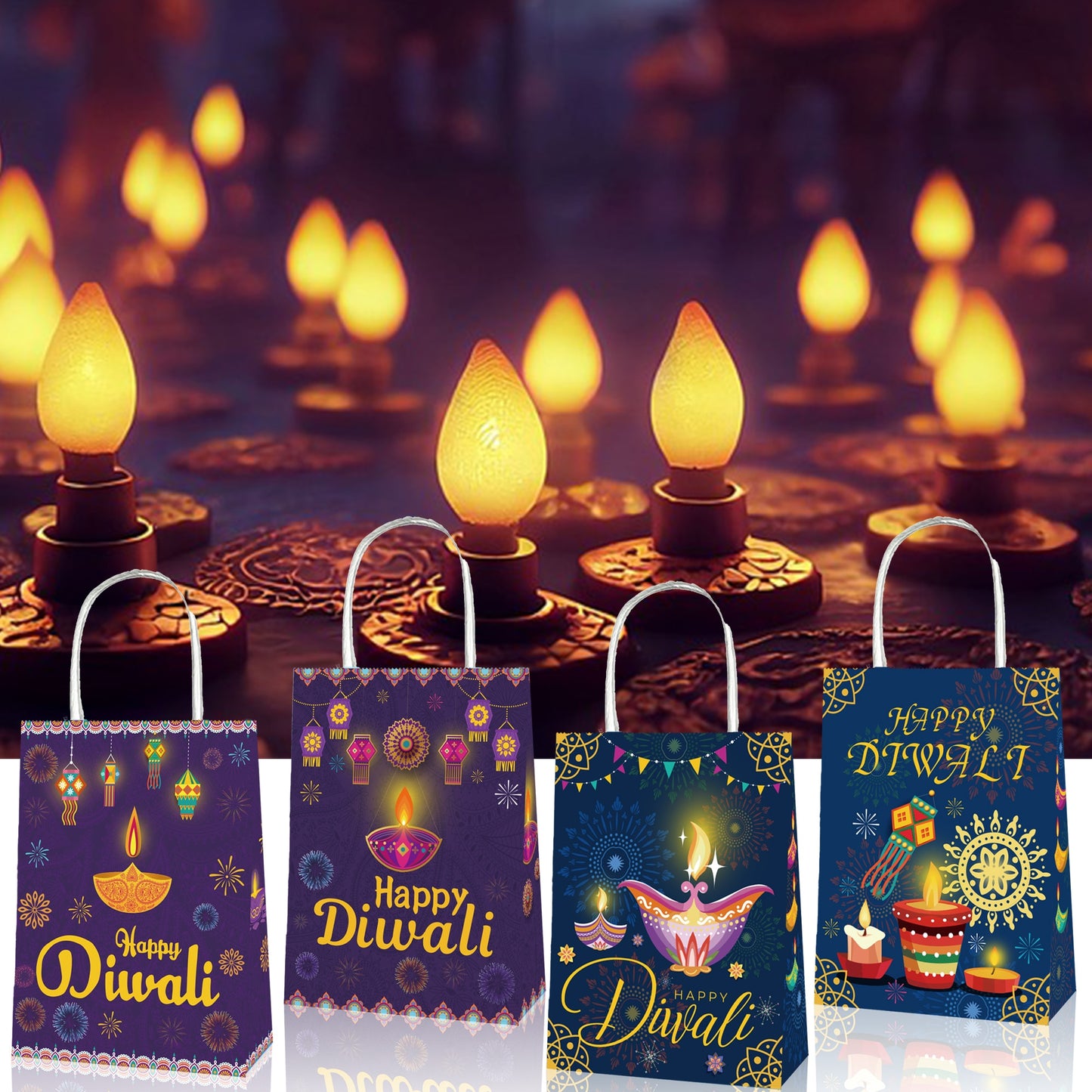 Diwali Festival Theme Bags-12Pcs