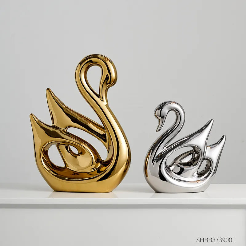 Beautiful Gold & Silver Swan for Living Room