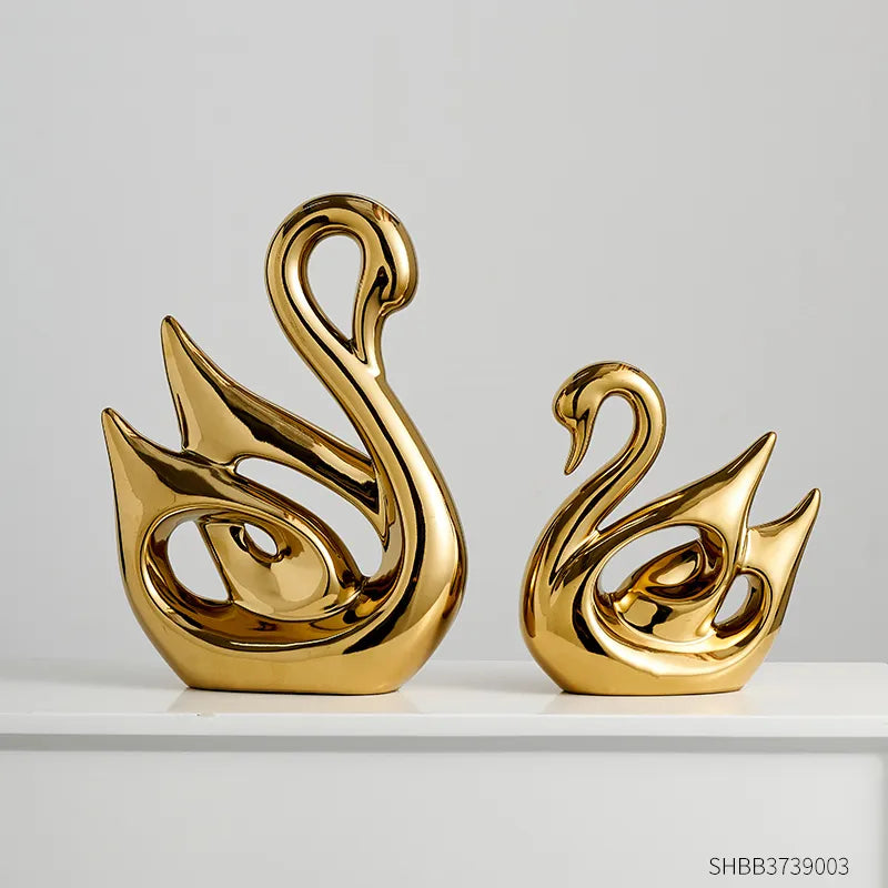 Beautiful Gold & Silver Swan for Living Room